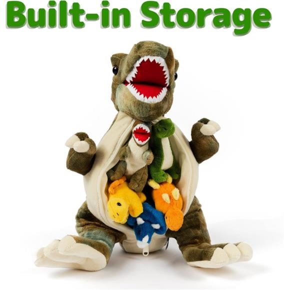 15" T-rex Dinosaur Stuffed Animal Set w/ 4 Stuffed Dinosaur Plushies Toys Inside - Picture 2 of 6